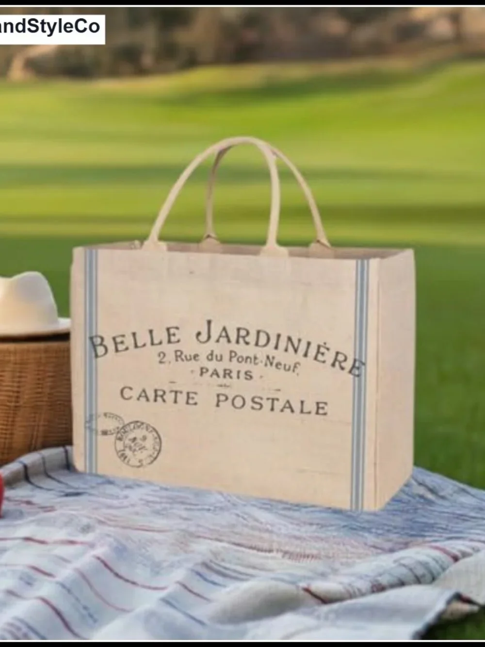Jute Market Tote Bag with Handles Reusable Grocery Beach Bag